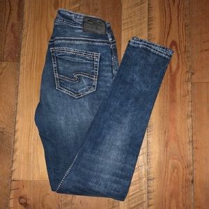 High waisted silver jeans